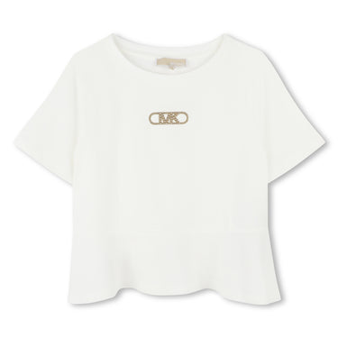 MICHAEL KORS Playera o blusa para niña y adolescente blanca con studs